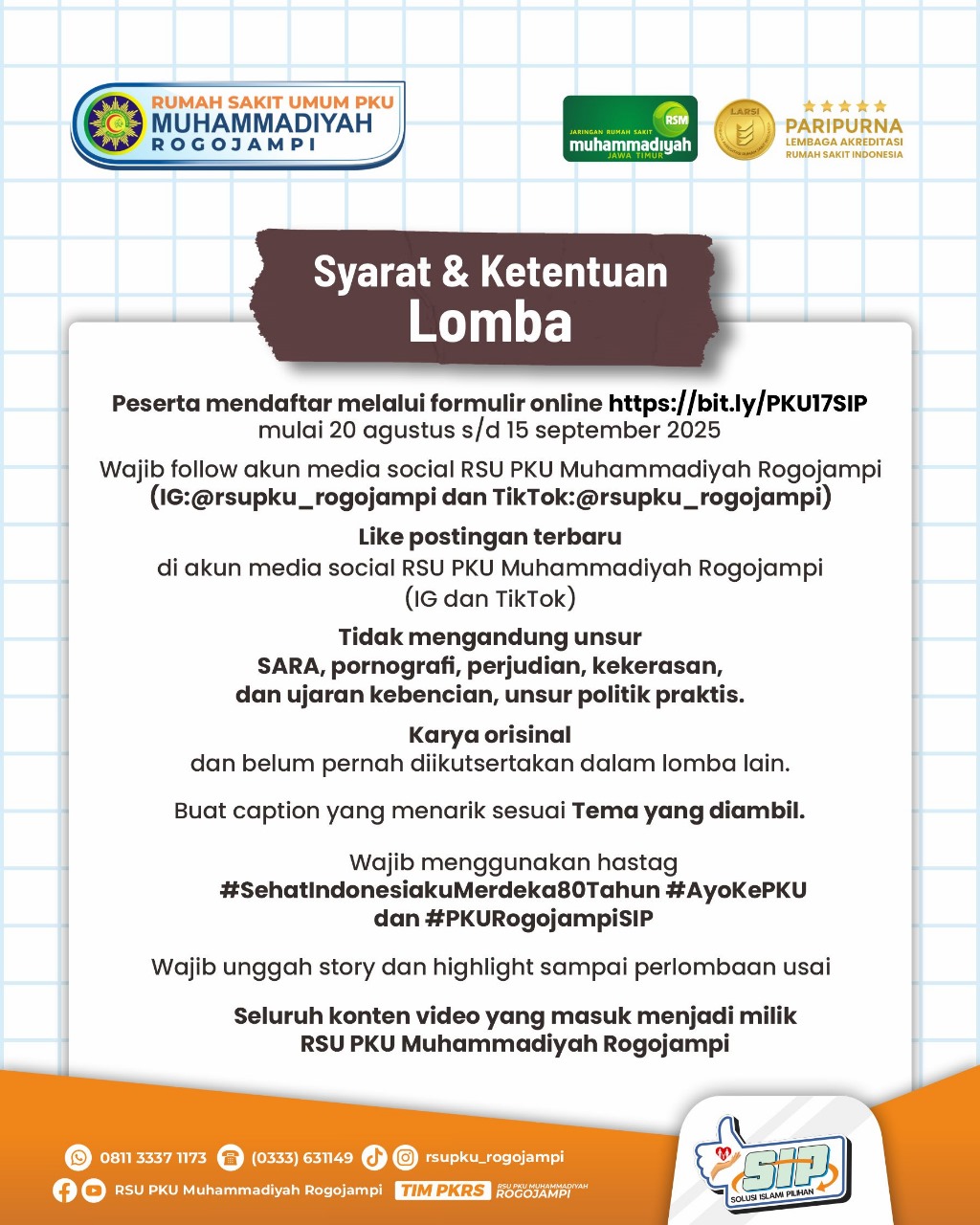 Syarat dan Ketentuan Lomba Video Kreatif PKU Muhammadiyah Rogojampi