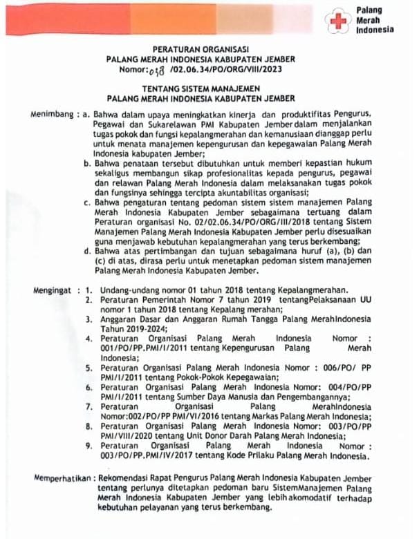 PMI Jember Disorot Terkait Dugaan Pembuatan Peraturan Organisasi