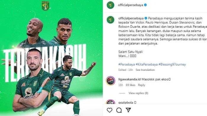 Bursa Transfer: Persebaya Incar Empat Pemain Asing Selain Yuran, Rumornya Menguat
