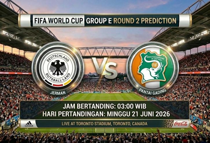 Jadwal Live Streaming Jerman vs Pantai Gading: Kick-off 21 Juni 2026 Pukul 03.00 WIB di Toronto Stadium