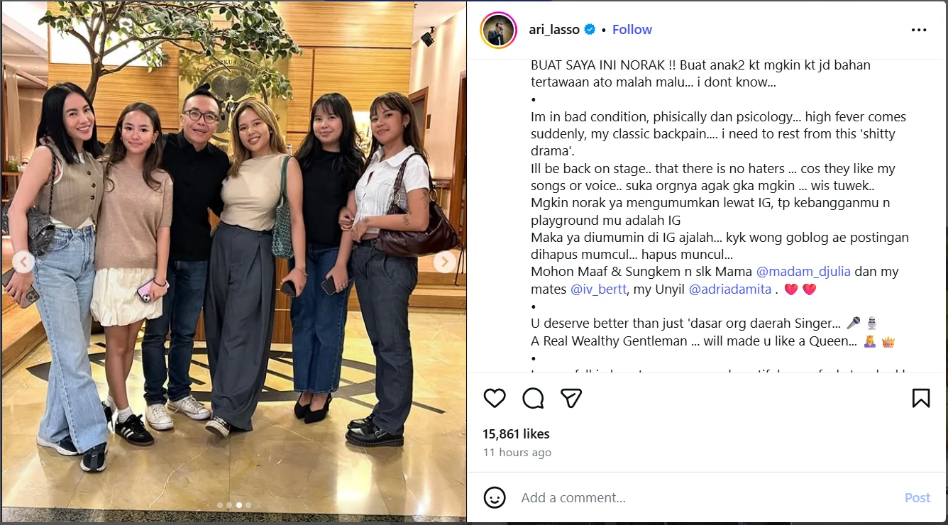 Singgung Janji hingga Merelakan Sosok Dicinta, Ari Lasso-Drearly Djoshua Kembali Dikabarkan Putus