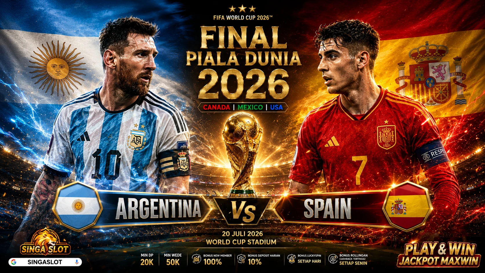 Final Piala Dunia 2026: Spanyol vs Argentina, Duel Raksasa Perebutkan Trofi Juara