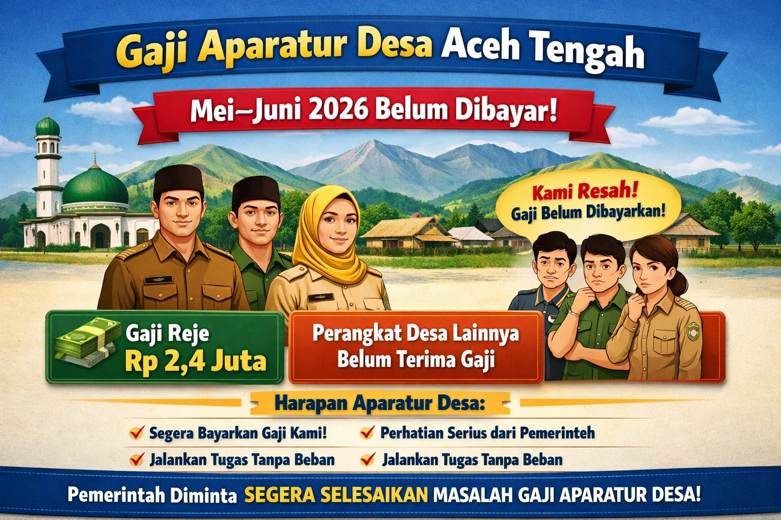 Gaji Aparatur Desa Aceh Tengah Mei-Juni 2026 Belum Dibayar: Kronologi, Dampak, dan Upaya Pemerintah