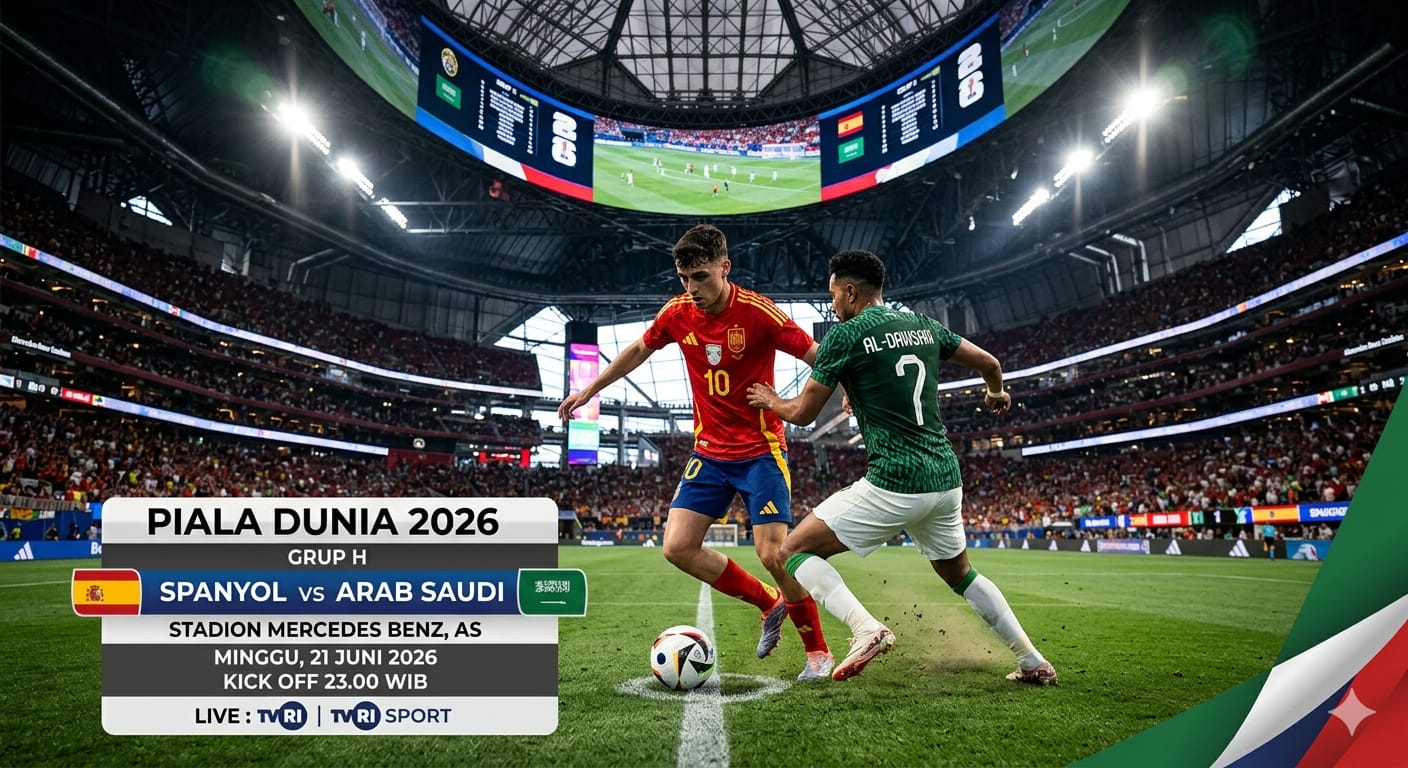 Jadwal Siaran Langsung dan Link Streaming Spanyol vs Arab Saudi di Piala Dunia 2026