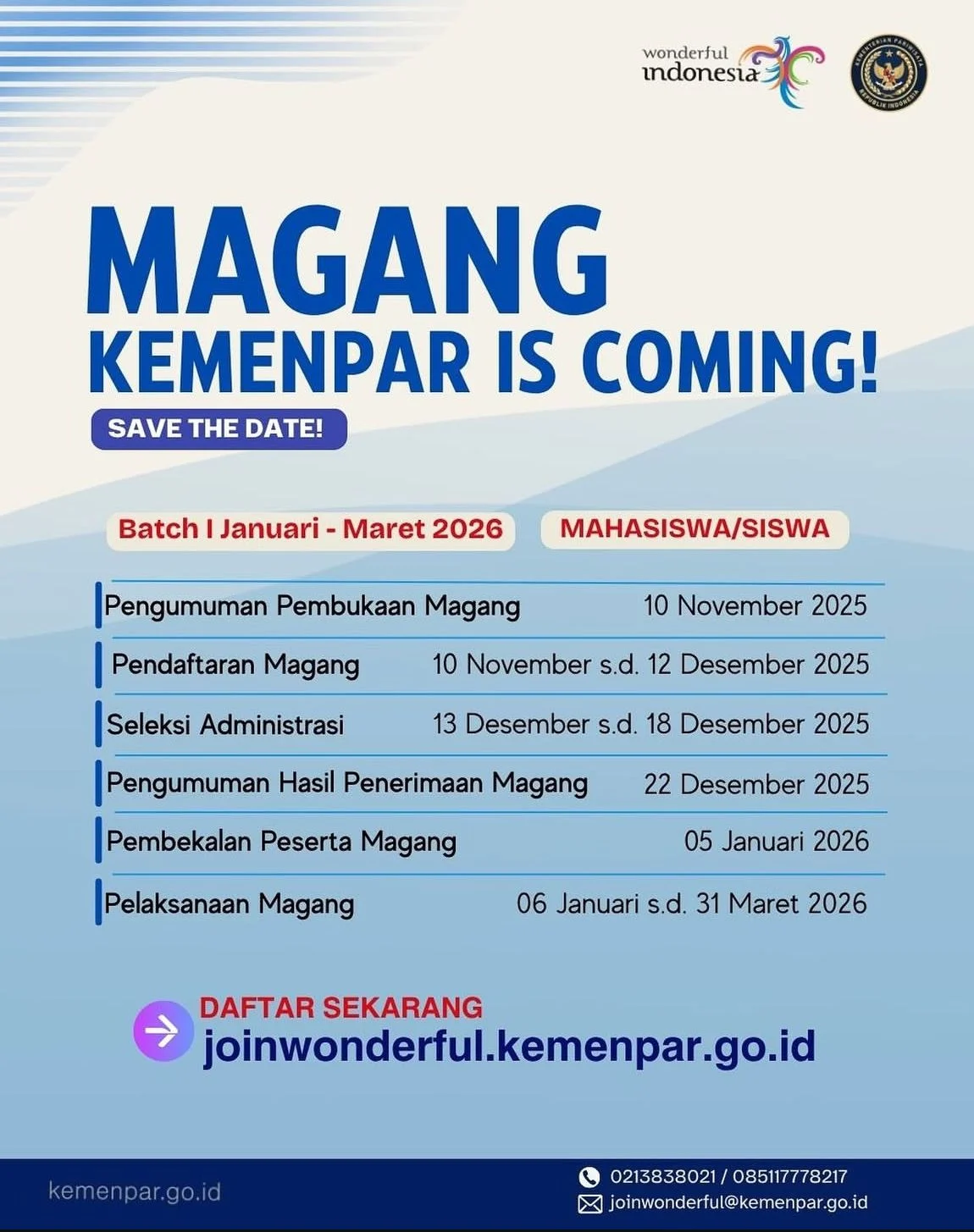 Magang Nasional 2026 Batch 1 Angkatan 2 Dibuka: Simak Syarat, Cara Daftar, dan Lowongan di maganghub.kemnaker.go.id