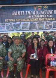 Mahasiswa UNRaya Kunjungi Proses Pembangunan Jembatan Satgas Karbak TNI AD di Nias Selatan