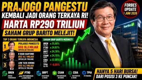 Saham Bumi Melonjak, Prajogo Pangestu Kembali Jadi Orang Terkaya Indonesia