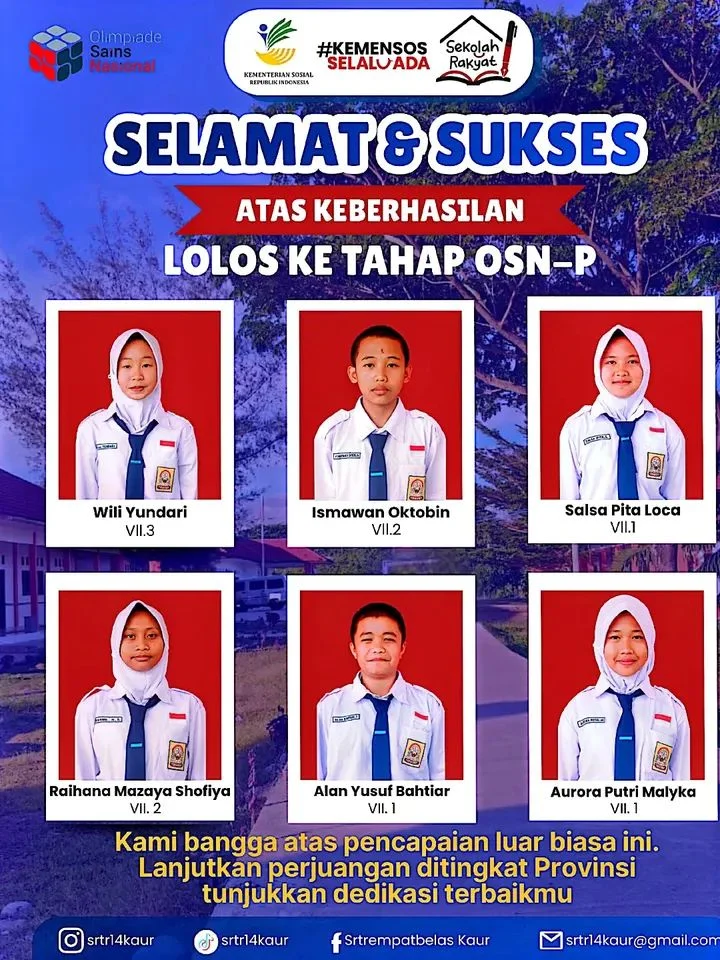 Siswa Sekolah Rakyat Kaur Kembali Torehkan Prestasi Ajang O2SN SMP