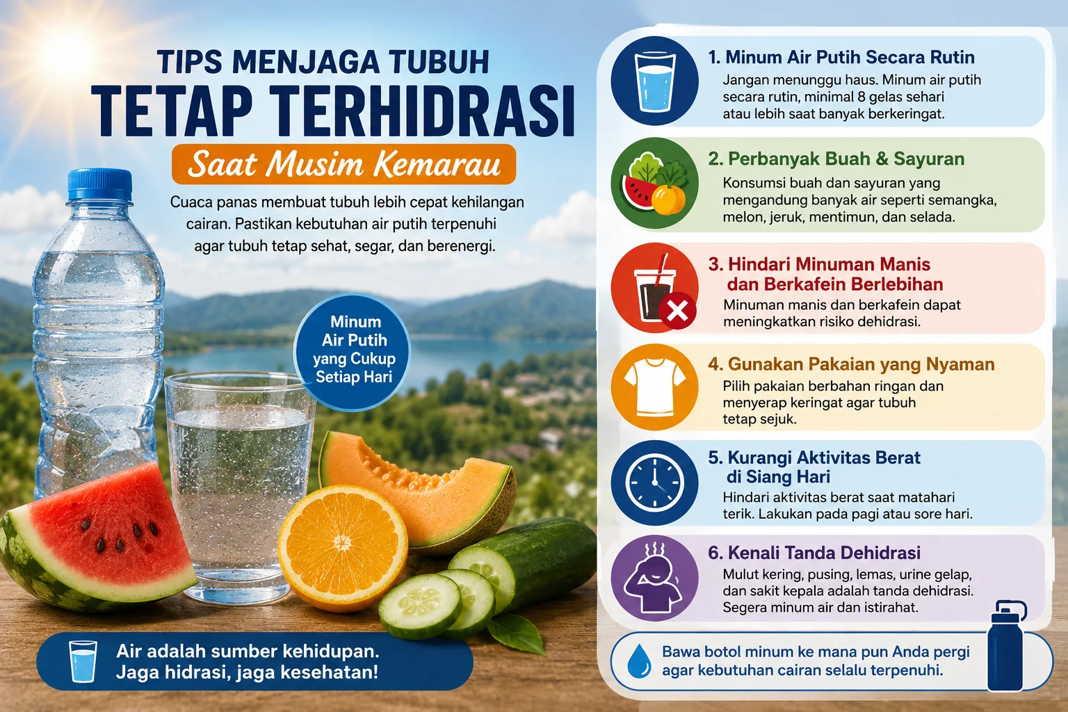 Strategi Efektif Menjaga Tubuh Tetap Terhidrasi di Musmus Kemarau
