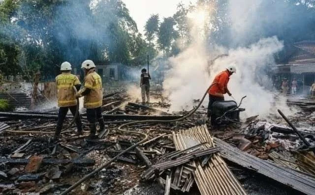 Api Ludeskan Lima Rumah Warga di Tamanan Bondowoso dan Panggang Seekor Sapi