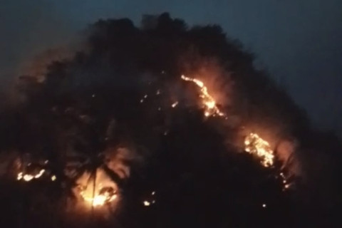 Gunung Picung Cianjur Terbakar, Medan Terjal Jadi Kendala Petugas Padamkan Api