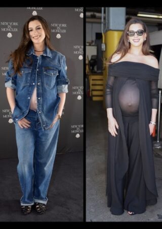 Gaya Maternity Anne Hathaway Dipenuhi Romansa dan Warna Primer