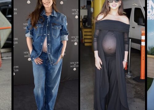Gaya Maternity Anne Hathaway Dipenuhi Romansa dan Warna Primer